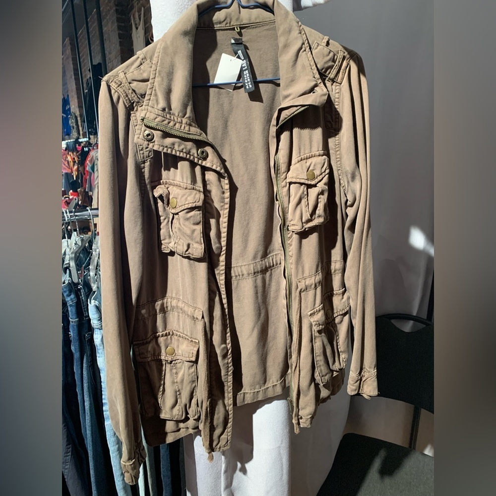 Not Available Army green Utility Jacket with Pockets